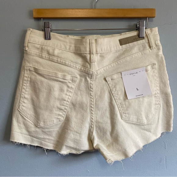 CELLO EFFORTLESSLY CASUAL HIGH RISE RAW HEM MOM SHORTS IVORY New - Picture 4 of 12